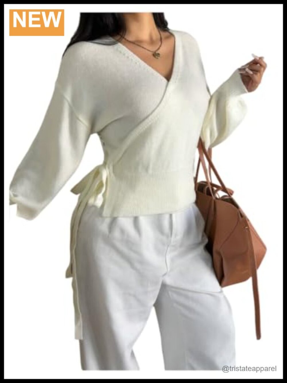 Plus Size Wrap V Neck Cardigan Sweater Tie Side Long Sleeve Knit